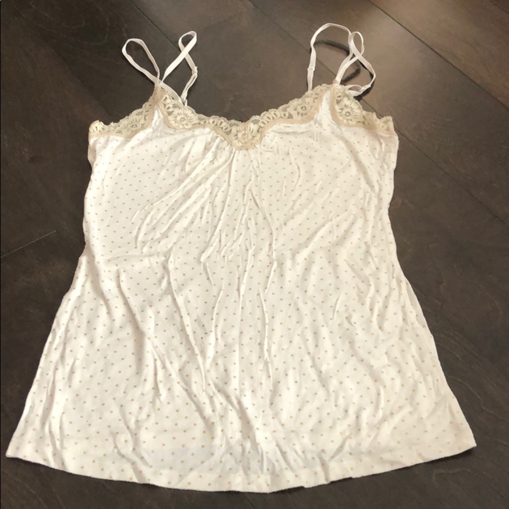 EXPRESS XS TANK CREAM WITH GOLD POLKA DOT & LACE
